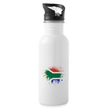 South Africa Flag Africa South African Flag - Water bottle with straw - white - Right