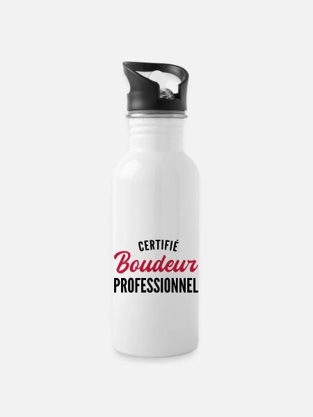 humour boudeur / certifié boudeur professionnel - Gourde avec paille intégrée - blanc