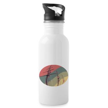 Ship through binoculars in maritime retro look - Water bottle with straw - white - Right