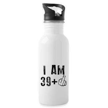 40th Birthday I AM 39+ - Trinkflasche mit integriertem Trinkhalm - Weiß - Rechts