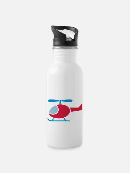 Helicopter Helicopter - Water bottle with straw - white