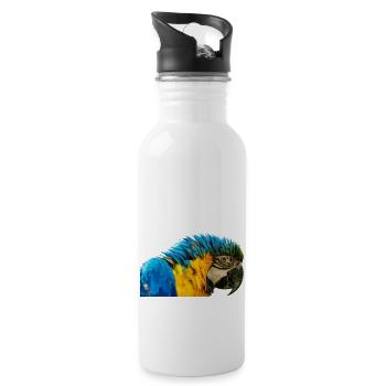 Blue Macaw beautiful eye - Water bottle with straw - white - Right