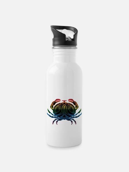 crab - Water bottle with straw - white
