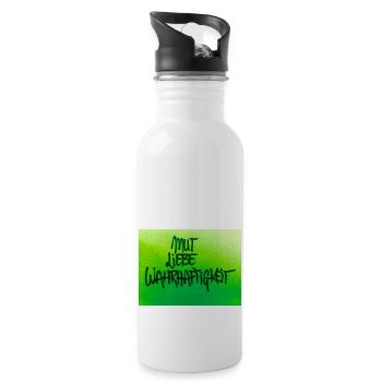 MUT, LIEBE, WAHRHEIT - Trinkflasche mit integriertem Trinkhalm - Weiß - Rechts