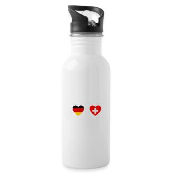 Deutschland Schweiz Schweizer Herzschlag - Trinkflasche mit integriertem Trinkhalm - Weiß - Rechts