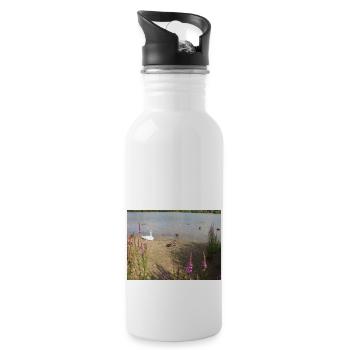 ENTE IN EINEM SEE - Trinkflasche mit integriertem Trinkhalm - Weiß - Rechts