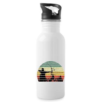 Vintage bow shooting arrow and bow - Water bottle with straw - white - Right