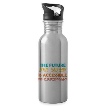 The Future Is Accessible ASL Sign Language - Water bottle with straw - silver - Right