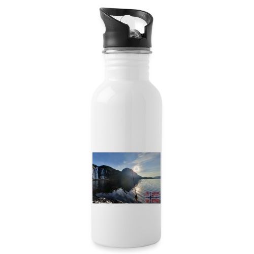 Laukelandswasserfall im Dalsfjorden - Trinkflasche mit integriertem Trinkhalm