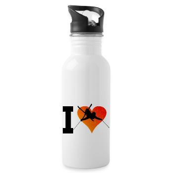 Skiing Skier Women Stunt Ski Skiing - Water bottle with straw - white - Right