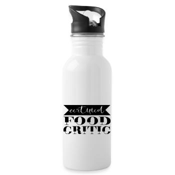 Certified Food Critic - Water bottle with straw - white - Right