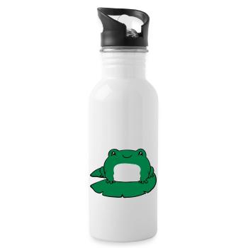 Frog on water lily - Water bottle with straw - white - Right