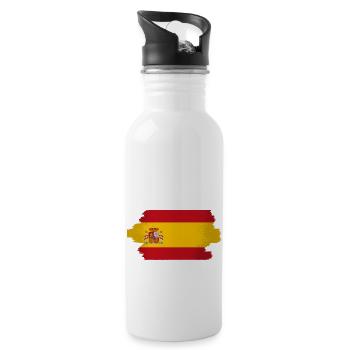 Spain Flag Vintage Spanish Flag Used Look - Water bottle with straw - white - Right