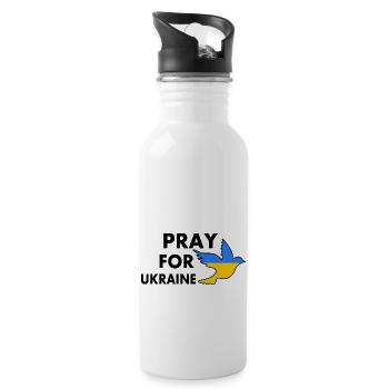 Pray for ukraine - Trinkflasche mit integriertem Trinkhalm - Weiß - Rechts