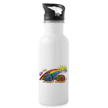 Schnecken - Trinkflasche mit integriertem Trinkhalm - Weiß - Rechts