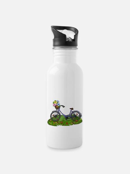 Bike - Water bottle with straw - white