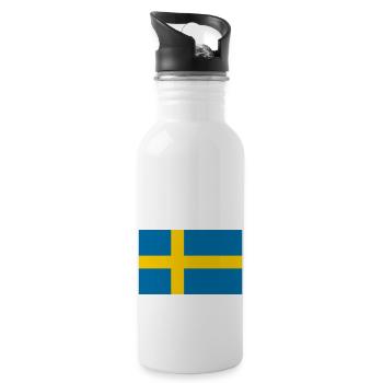 Drapeau Suède / Sweden flag - Gourde avec paille intégrée - blanc - Droite