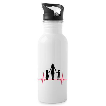 Heartbeat Mom Kids - Water bottle with straw - white - Right