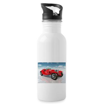 Rennwagen aus den 1920er Jahren - Trinkflasche mit integriertem Trinkhalm - Weiß - Rechts