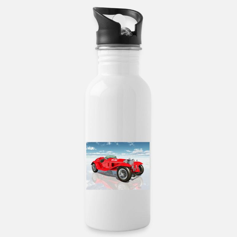 Voitures de course des années 1920 - Gourde avec paille intégrée - blanc