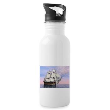 Historisches Segelschiff HMS Victory - Trinkflasche mit integriertem Trinkhalm - Weiß - Rechts