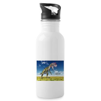 Dinosaurier Cryolophosaurus - Trinkflasche mit integriertem Trinkhalm - Weiß - Rechts