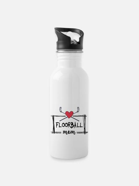 floorball floorball-mom unihockey-voice - Trinkflasche mit integriertem Trinkhalm - Weiß