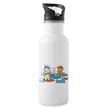 team familie katze surfen bachelorette party büro - Trinkflasche mit integriertem Trinkhalm - Weiß - Rechts