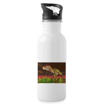 Dinosaurier Cryolophosaurus - Trinkflasche mit integriertem Trinkhalm - Weiß - Rechts