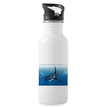 Schwertwal, Orca, Killerwal - Trinkflasche mit integriertem Trinkhalm - Weiß - Rechts