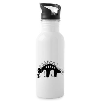 Süße kleine Blume riechender Dinosaurier - Trinkflasche mit integriertem Trinkhalm - Weiß - Rechts