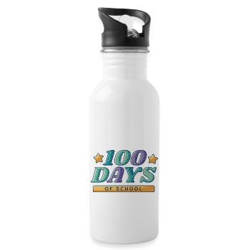 100 Tage Schule 100 Tage Schule Geschenk Inspirati - Trinkflasche mit integriertem Trinkhalm - Weiß - Rechts