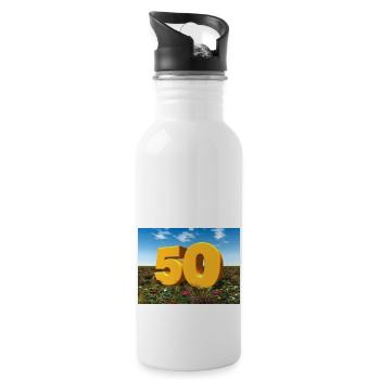 Year 50 - Water bottle with straw - white - Right