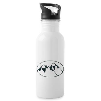 LOVE HEART hidden oval mountains - Water bottle with straw - white - Right