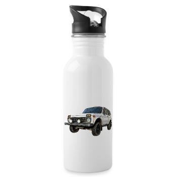Lada Niva 1600er - Trinkflasche mit integriertem Trinkhalm - Weiß - Rechts