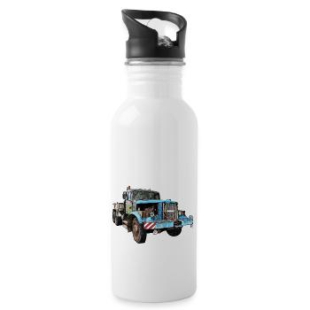 Kraz LKW schwere Zugmaschine Oldtimer - Trinkflasche mit integriertem Trinkhalm - Weiß - Rechts
