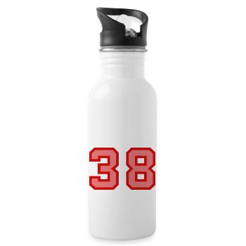 Coole Retro Retrostyle Jersey Nummer Rückennummer - Trinkflasche mit integriertem Trinkhalm - Weiß - Rechts