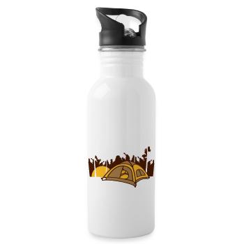 Palm Camping Tent Holiday - Water bottle with straw - white - Right