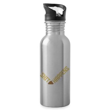 Shit happens humor quote - Water bottle with straw - silver - Right
