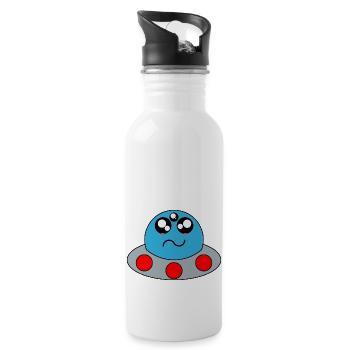 Kawaii - UFO - Trinkflasche mit integriertem Trinkhalm - Weiß - Rechts