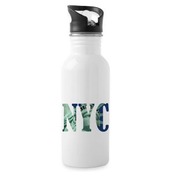 NYC Typography with Statue of Liberty - Water bottle with straw - white - Right