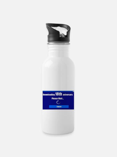 Downloading 18th anniversary - Water bottle with straw - white