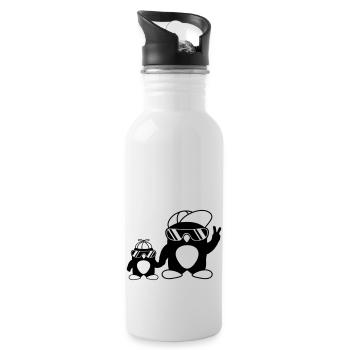 Papa kid pingouins cool - Gourde avec paille intégrée - blanc - Droite