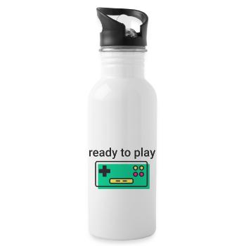 ready to play: retro clean Game Controller schwarz - Trinkflasche mit integriertem Trinkhalm - Weiß - Rechts
