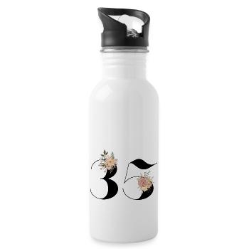 35th Anniversary Flowers (Gift of 35 years) - Water bottle with straw - white - Right