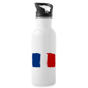 Drapeau de la France utilisé look - Gourde avec paille intégrée - blanc - Droite