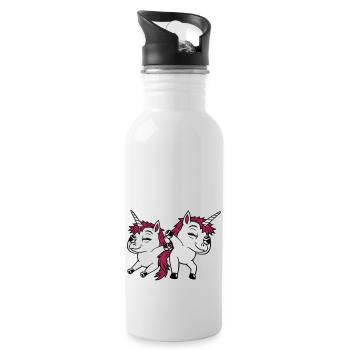 2 Dabbing dancing unicorns - Water bottle with straw - white - Right