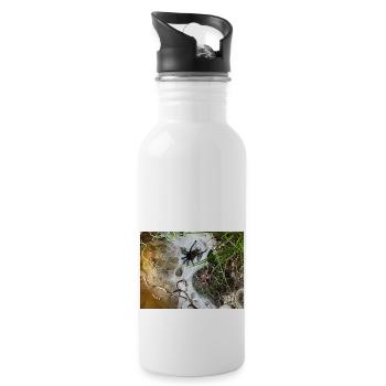 Vogelspinne im Netz - Trinkflasche mit integriertem Trinkhalm - Weiß - Rechts
