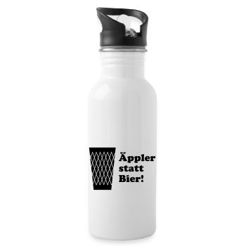 Geripptes Äppler statt Bier - Trinkflasche mit integriertem Trinkhalm - Weiß - Rechts