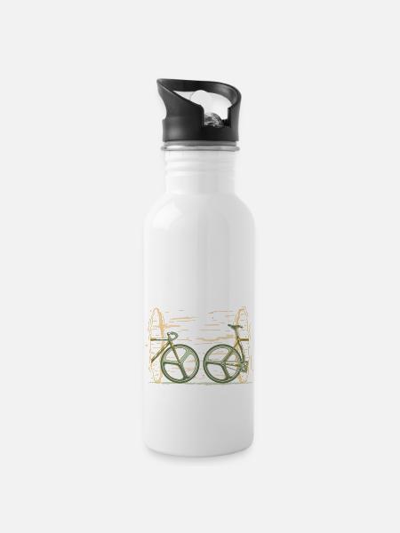 Fahrrad Portal schwarzes Loch - Trinkflasche mit integriertem Trinkhalm - Weiß